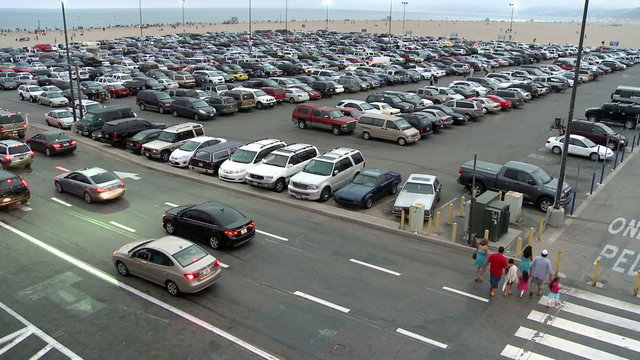 Time Lapse of Busy Parking Lot in Santa Monica