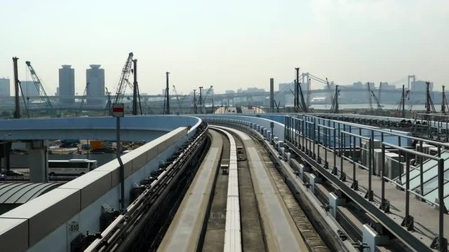 Time Lapse POV of Monorail with Tokyo Skyline -  Tokyo Japan