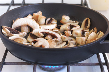 Frying mushrooms