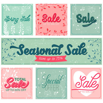 Set of sale and special offer typography banners. Retro and