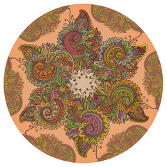 Traditional circle vector oriental indian floral ornament
