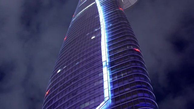 Time Lapse Pan up of the Bitexco Building at Night - Ho Chi Minh City Vietnam