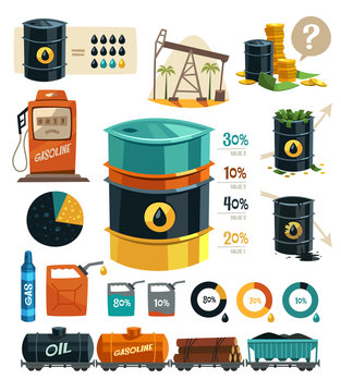 Oil Production. Infographic elements.