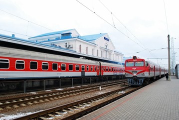 Train station in capital of Lithuania Vilnius city