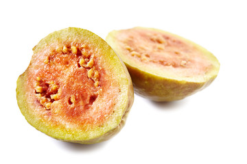 Guava fruit cut in half