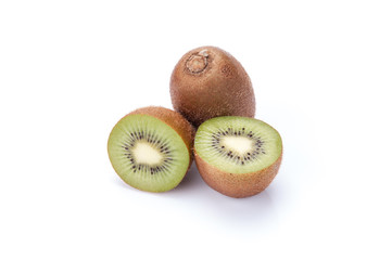 Kiwi fruit isolated on white background, macro
