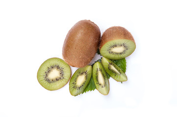 Kiwi fruit isolated on white background, macro