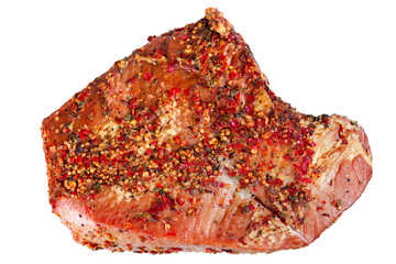 Piece of roasted pork isolated on white background