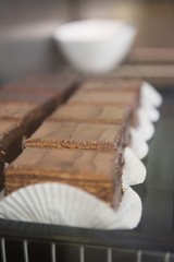 Close up of slices of fresh brownies