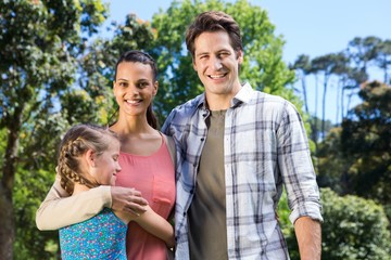 Happy family in the park together