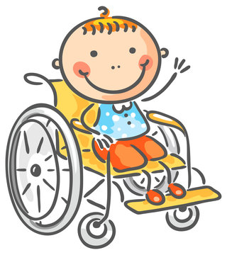 Friendly boy in a wheelchair
