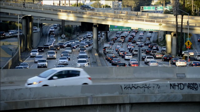 Time Lapse of Highway Traffic Downtown Los Angeles