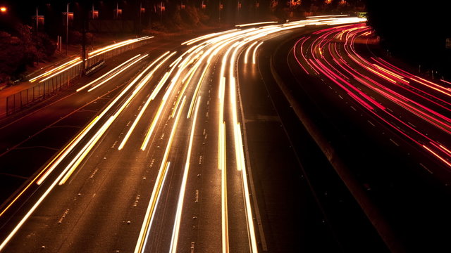 Time Lapse of Traffic in Los Angeles at Night