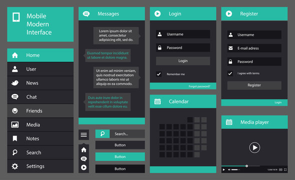 Illustration of flat design mobile interface