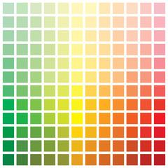 Colorful series of squares or pixels in various colors