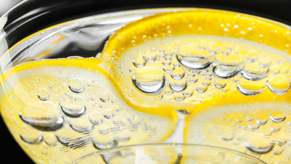 lemon in glass