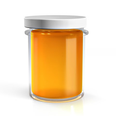 Honey glass jar isolated on white background