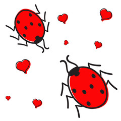 Ladybugs in love isolated