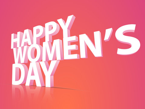 3D text Happy Women's Day on shiny background.