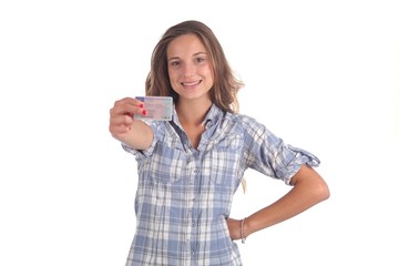 Junge Frau mit Führerschein