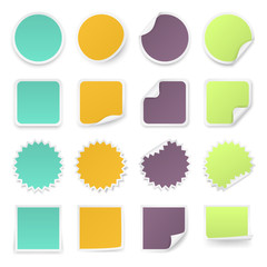 Set of stickers with rounded corners in different shapes.
