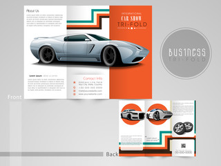Tri-Fold brochure, flyer or template for automobile sector.