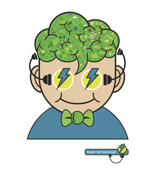 Children think with education icons, Education thinking concept,