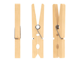 Closeup Wooden Clothspins