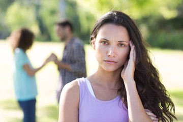 Fototapeta premium Woman upset at her crush with other girl