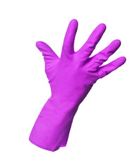 Purple protection glove isolated on white background