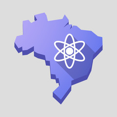 Purple Brazil map with an atom