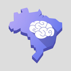 Purple Brazil map with a brain