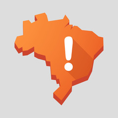 Orange Brazil map with an exclamation sign