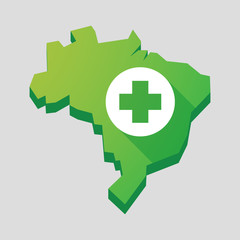 Green Brazil map with a pharmacy sign