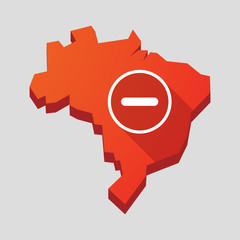 Red Brazil map with a subtraction sign