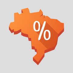 Orange Brazil map with a discount sign
