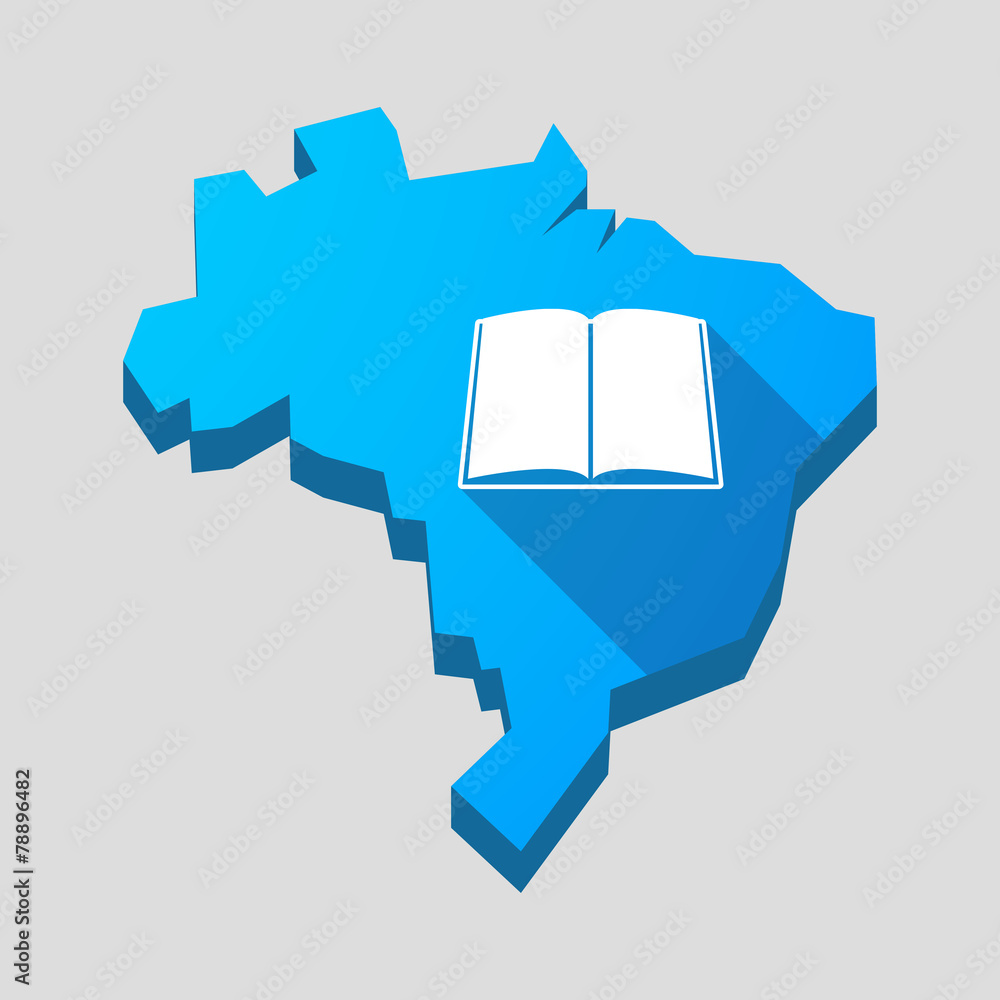 Sticker blue brazil map with a book