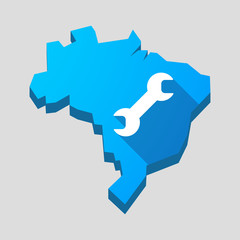 Blue Brazil map with a wrench