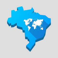 Blue Brazil map with a world map
