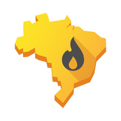 Yellow Brazil map with a flame