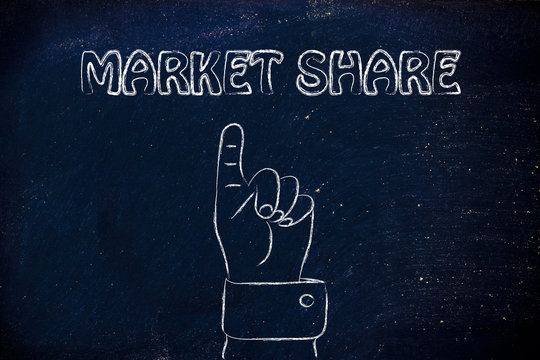 hand pointing at the writing market share
