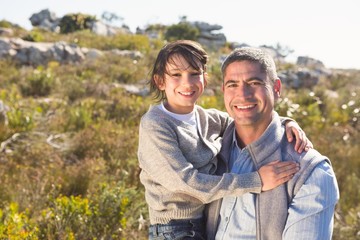 Father and son in the countryside