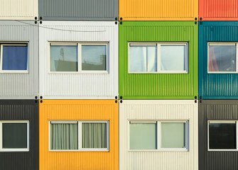 Colorful cargo containers apartments for students.