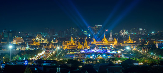 Panorama view at Sanam Luang and Grand palace, 5 December 2014