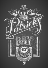 Naklejka premium Happy St. Patrick's Day. Chalkboard