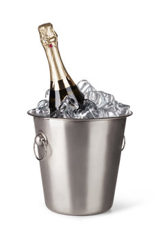 Champagne Bottle In A Bucket With Ice