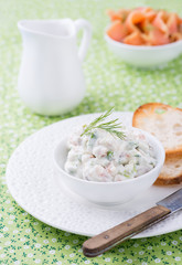 Soft cheese spread with salmon and green onions