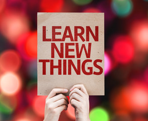 Learn New Things card with colorful background