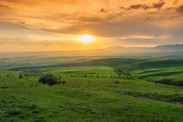 Sunset landscape in South Kazakhstan