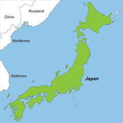 Japan in grün (beschriftet)